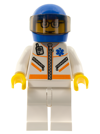 Минифигурка Lego Doctor - Jacket with Zipper and EMT Star of Life - White Legs, Blue Helmet, Trans-Brown Visor, Glasses and Brown Eyebrows cty0080